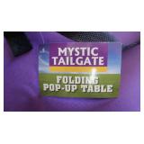 2 NEW MYSTIC TAILGATE FOLDING POP UP TABLES