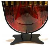 Art Glass Style Vase with Metal Stand