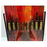 Art Glass Style Vase with Metal Stand