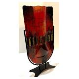 Art Glass Style Vase with Metal Stand