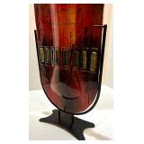 Art Glass Style Vase with Metal Stand