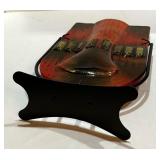 Art Glass Style Vase with Metal Stand