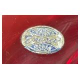 MCM Vintage Empoli Italian Glass 10.5" Ruby Red Footed Circus Tent Candy Jar