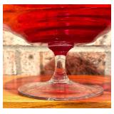 MCM Vintage Empoli Italian Glass 10.5" Ruby Red Footed Circus Tent Candy Jar