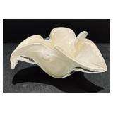 White Art Glass Slightly Ruffled Rim Bowl by Murano