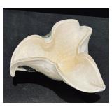 White Art Glass Slightly Ruffled Rim Bowl by Murano