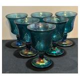 Six Vintage Carnival Glass Goblets by Indiana Glass