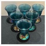 Six Vintage Carnival Glass Goblets by Indiana Glass