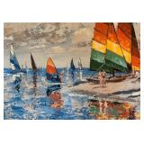 Stunning Sailboat Painting by Jules E. Scheffer