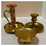 Variety of Vintage Brass Candle Holders and Sniffer