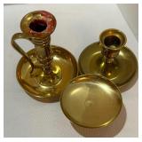 Variety of Vintage Brass Candle Holders and Sniffer