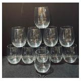 Eleven Stemless Wine Glasses