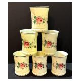 Six Heisey Hand Painted Custard Glass Tumblers
