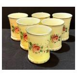 Six Heisey Hand Painted Custard Glass Tumblers