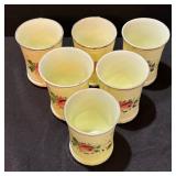 Six Heisey Hand Painted Custard Glass Tumblers