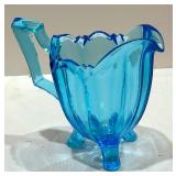 Fenton Colonial Blue Hobnail Pedestal Candle Holder Bowl and Creamer Pitcher