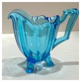 Fenton Colonial Blue Hobnail Pedestal Candle Holder Bowl and Creamer Pitcher