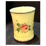 Six Heisey Hand Painted Custard Glass Tumblers