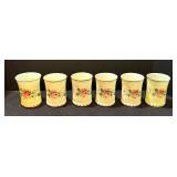 Six Heisey Hand Painted Custard Glass Tumblers