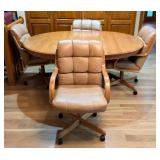 Vintage Solid Wood Pedestal Table with Four Chairs