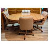 Vintage Solid Wood Pedestal Table with Four Chairs