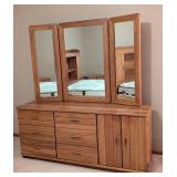 Broyhill Mirrored Oak Dresser