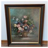 Framed Floral Oil Painting by Eda