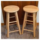 Pair of Counter Height Wood Stools