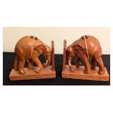 Wood Elephant Bookends