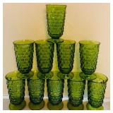 Vintage Indiana Glass 6" Whitehall Colony Avocado Green Footed Glasses