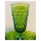 Vintage Indiana Glass 6" Whitehall Colony Avocado Green Footed Glasses