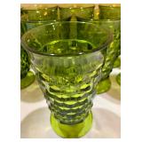 Vintage Indiana Glass 6" Whitehall Colony Avocado Green Footed Glasses