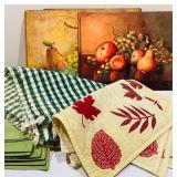 Variety of Fall Themed Placemats, Including Hardboard Fruit Themed