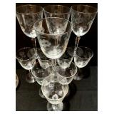 Set of Gorgeous Etched Wine Glasses and Decanter