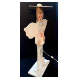 Tall Wood Angel with Light-Up Candlestick