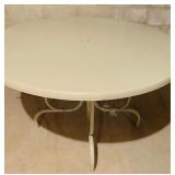 Outdoor Round Resin and Metal Patio Table with Room of an Umbrella