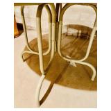 Outdoor Round Resin and Metal Patio Table with Room of an Umbrella