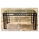 Contemporary Style Metal Beveled Glass Top Entryway Console Sofa Table