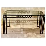 Contemporary Style Metal Beveled Glass Top Entryway Console Sofa Table