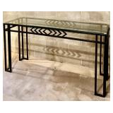 Contemporary Style Metal Beveled Glass Top Entryway Console Sofa Table