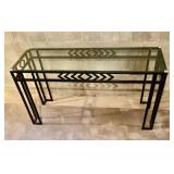 Contemporary Style Metal Beveled Glass Top Entryway Console Sofa Table