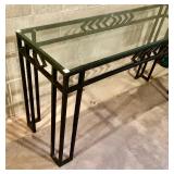 Contemporary Style Metal Beveled Glass Top Entryway Console Sofa Table