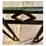 Contemporary Style Metal Beveled Glass Top Entryway Console Sofa Table