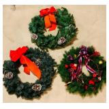 Three Vintage Christmas Wreaths