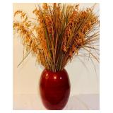 Deep Red Lightweight Vase with Faux Decor