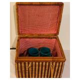 Fun Picnic Basket with Cups, Plates and Silverware