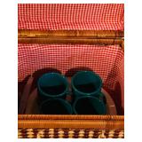 Fun Picnic Basket with Cups, Plates and Silverware
