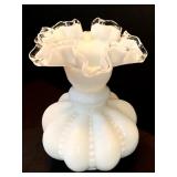Vintage Fenton Silver Crest Beaded Melon Vase