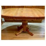 Vintage Solid Wood Pedestal Table with Four Chairs