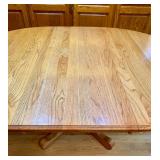 Vintage Solid Wood Pedestal Table with Four Chairs